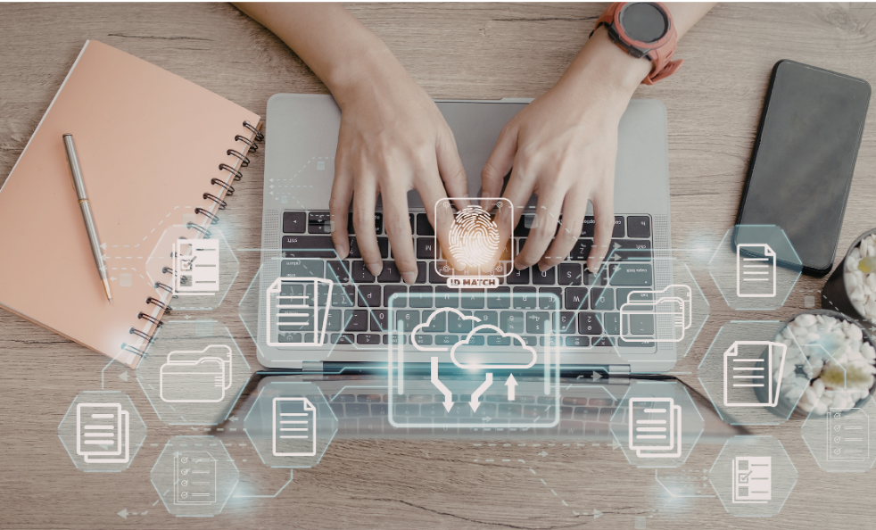 Person typing on a Macbook